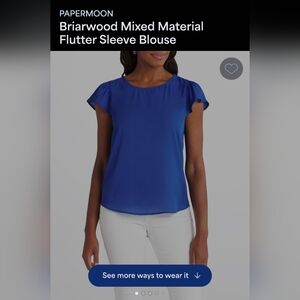 Papermoon Blue Flutter Sleeve Blouse